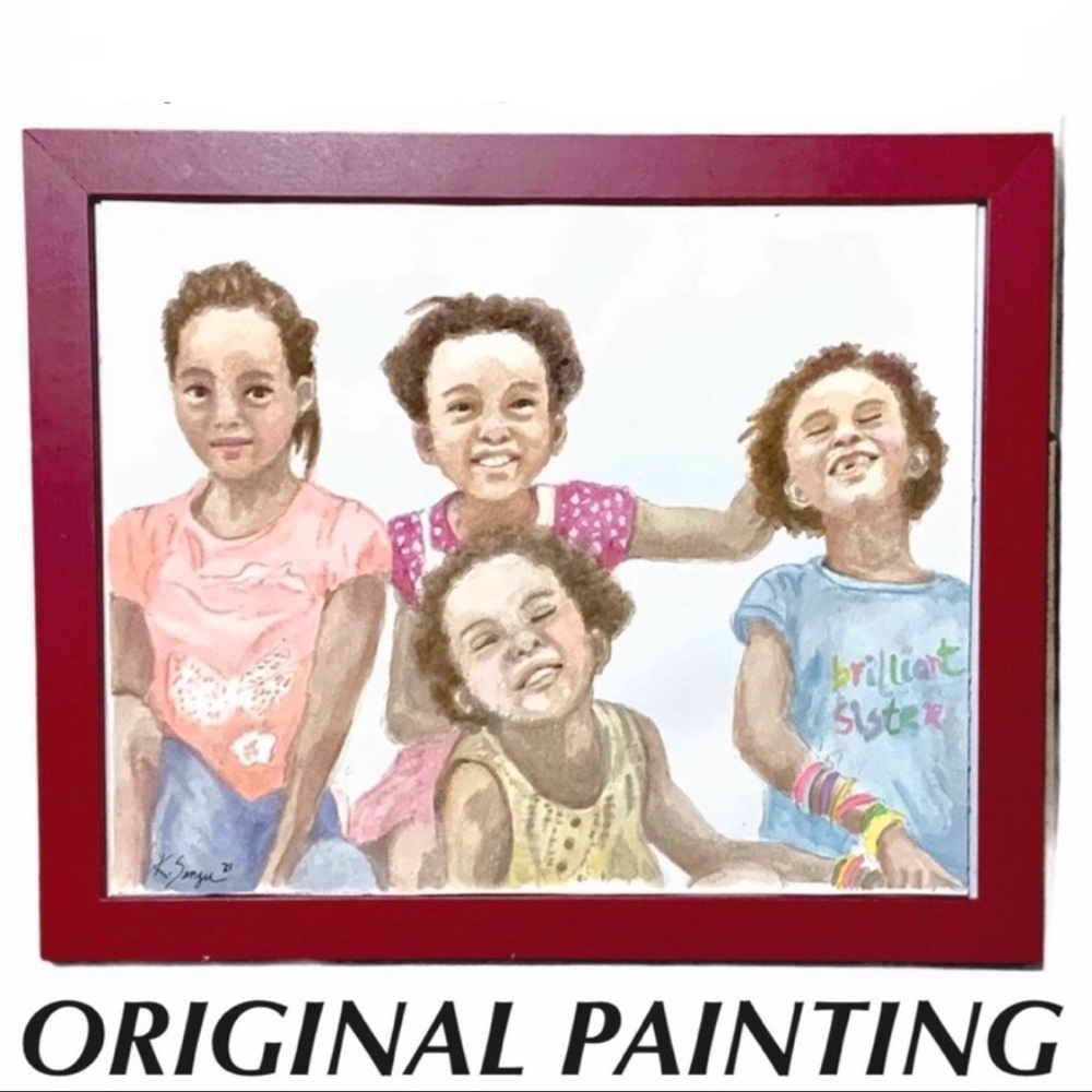 HAND CRAFTED Original Watercolor “Sisters” in Impressionism style